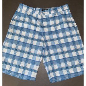 Alan Flusser, golf shorts, blue plaid men’s size‎ 34